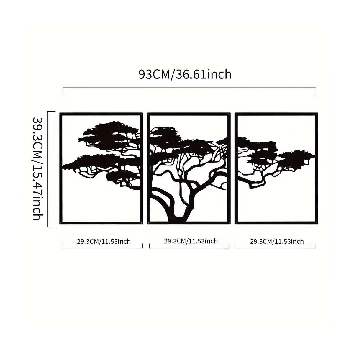CIFBUY 3er-Set Wandkunst Baum des Lebens aus Metall in Schwarz, moderne hängende Wanddekoration für ein ästhetisches Zuhause - Bild 2