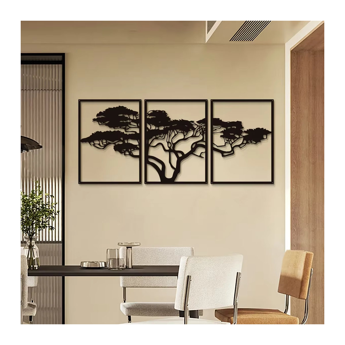 CIFBUY 3er-Set Wandkunst Baum des Lebens aus Metall in Schwarz, moderne hängende Wanddekoration für ein ästhetisches Zuhause - Bild 4
