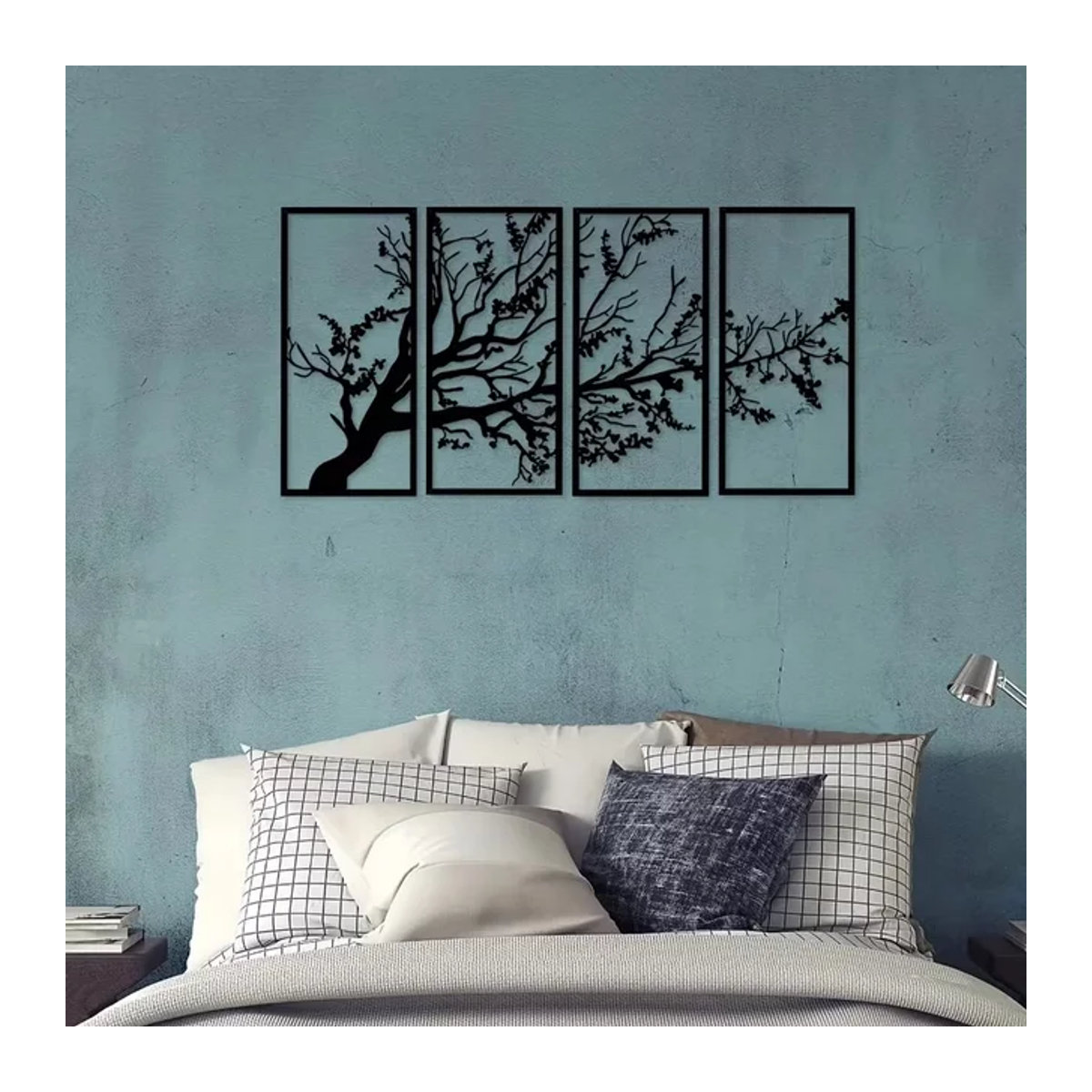 CIFBUY 4-teiliges Metallwandkunst-Set Baum des Lebens in Schwarz zur Wandmontage für moderne Innendekoration - Bild 1