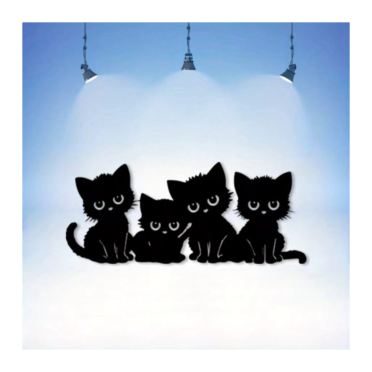 CIFBUY 5-teiliges Katzen-Wanddekor-Set aus Metall in Schwarz im Vintage-Design - Bild 3