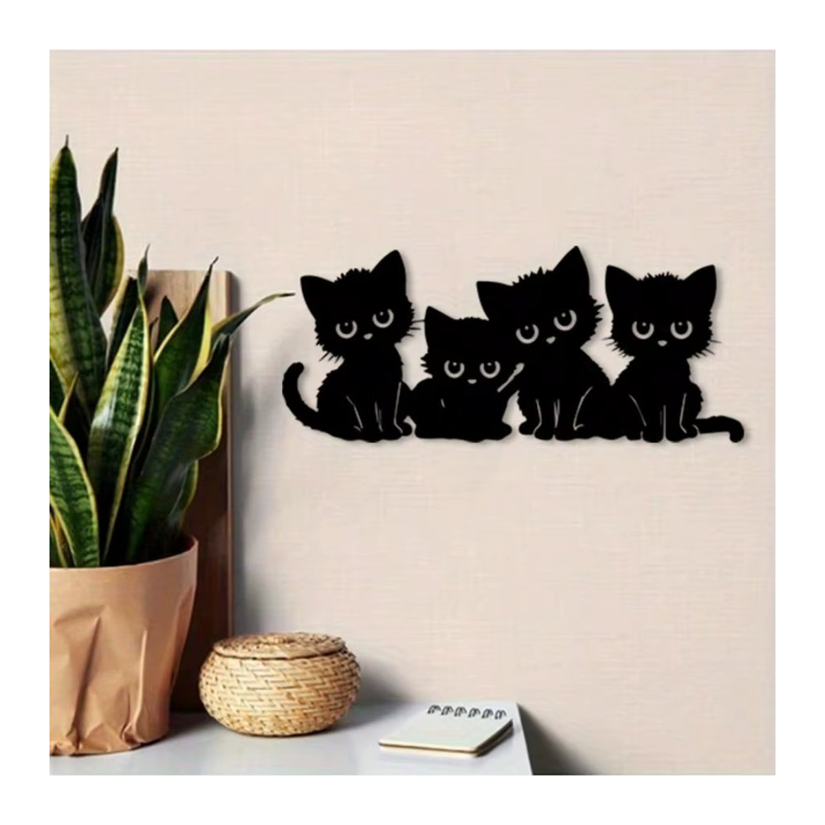 CIFBUY 5-teiliges Katzen-Wanddekor-Set aus Metall in Schwarz im Vintage-Design - Bild 4