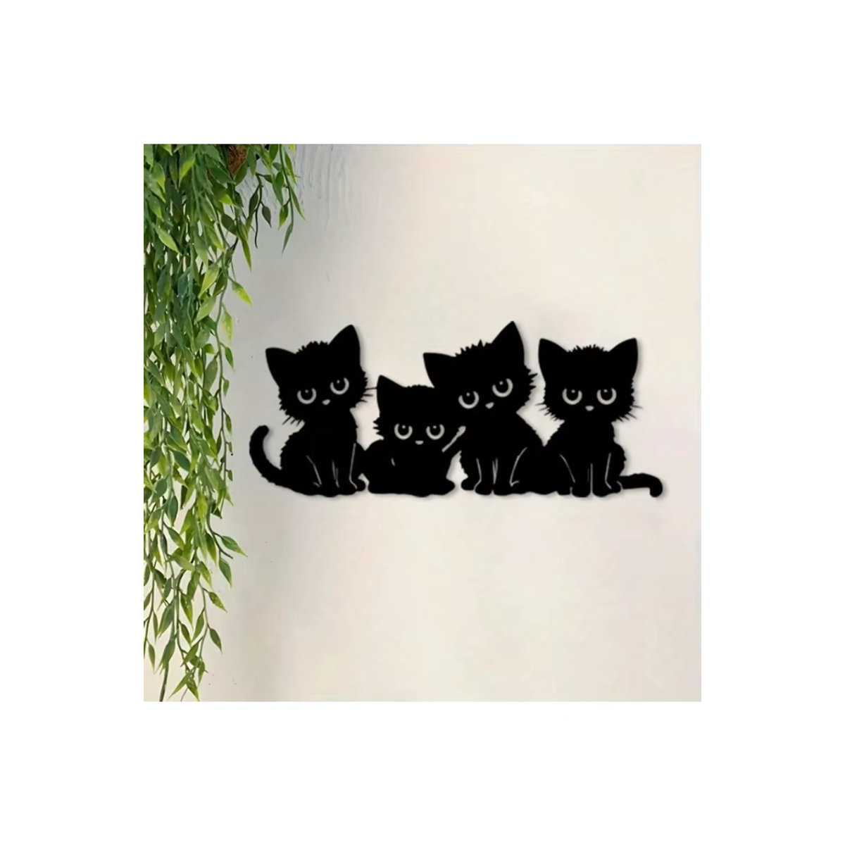 CIFBUY 5-teiliges Katzen-Wanddekor-Set aus Metall in Schwarz im Vintage-Design - Bild 5
