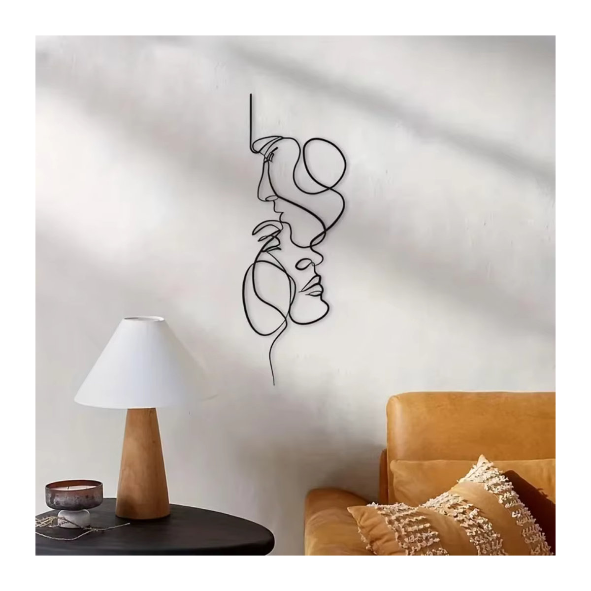 CIFBUY Abstrakte Wandskulptur aus schwarzem Metall mit minimalistischer Gesichtslinie zur Wandmontage - Bild 4