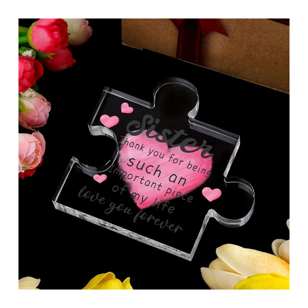 CIFBUY Acryl-Puzzle-Dekoration mit floralem Design in Transparent, stehendes Kunststoff-Geschenk für Geburtstag oder Muttertag - Bild 5