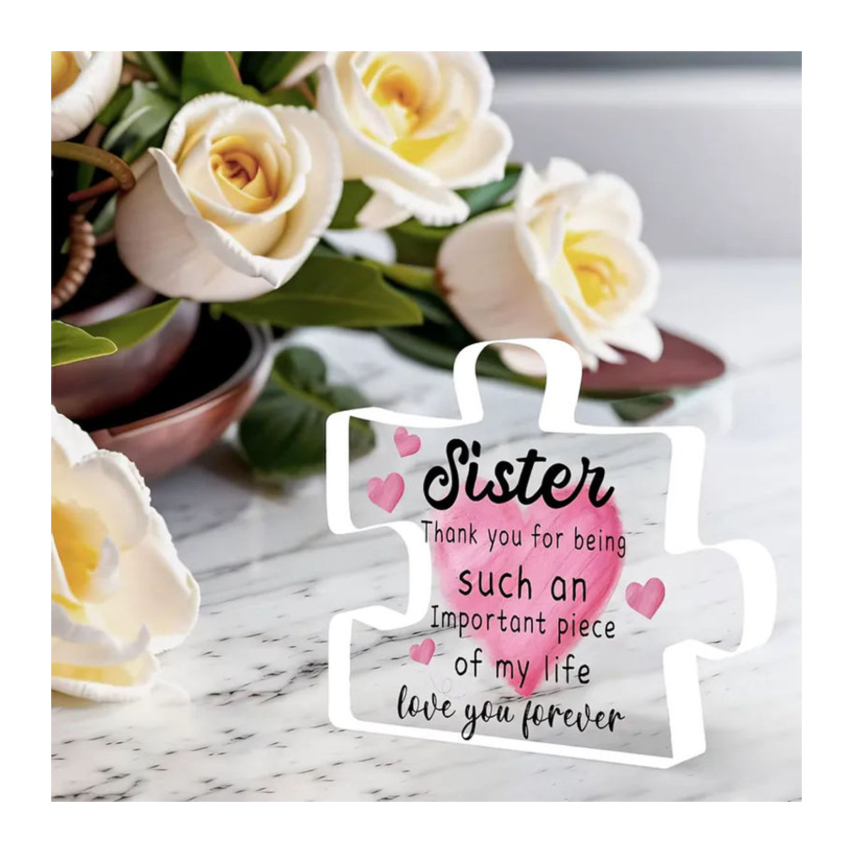 CIFBUY Acryl-Puzzle-Dekoration mit floralem Design in Transparent, stehendes Kunststoff-Geschenk für Geburtstag oder Muttertag - Bild 6