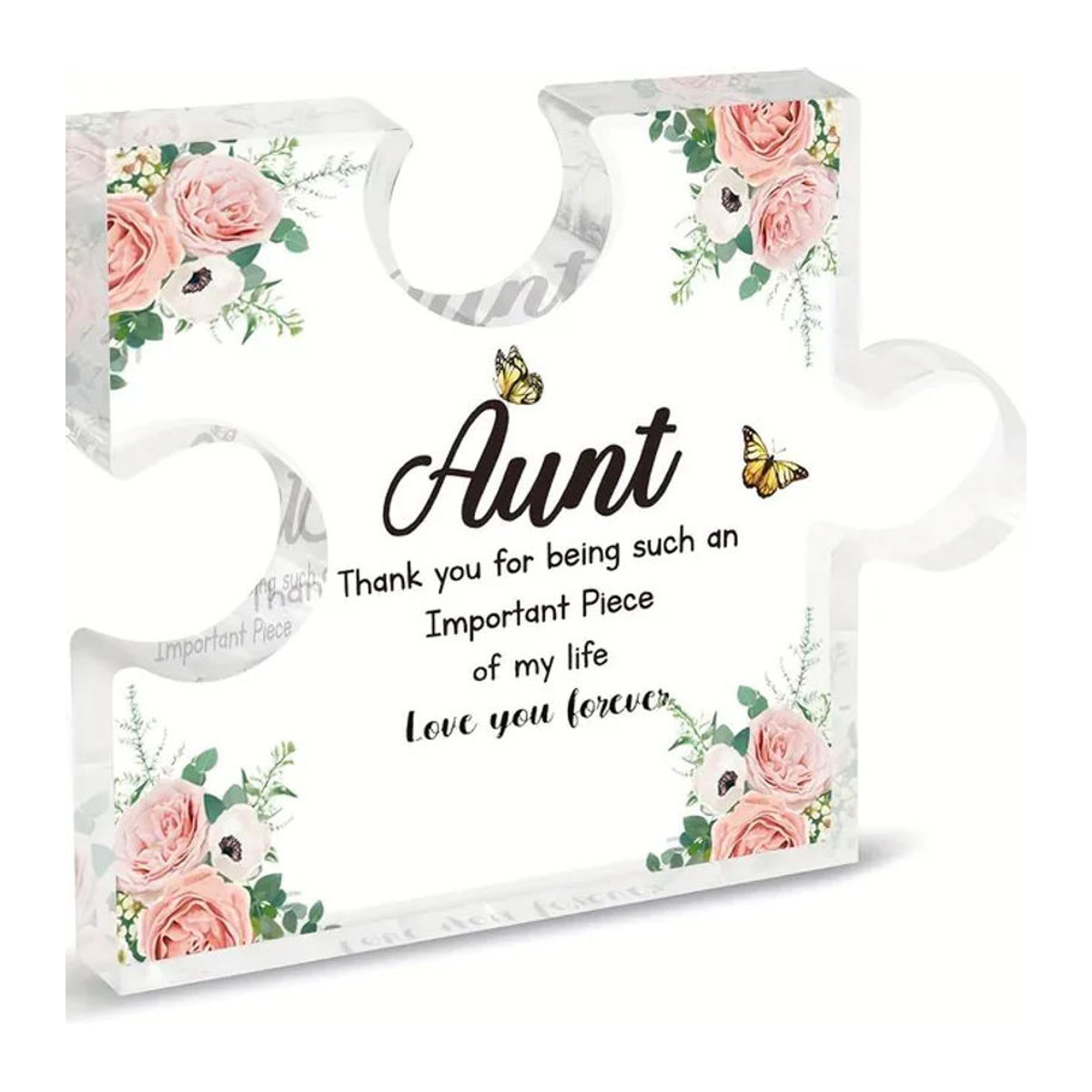 CIFBUY Acryl-Puzzleblock Personalisiertes Dekorationsobjekt in Weiß und Transparent mit floralem Design - Bild 1