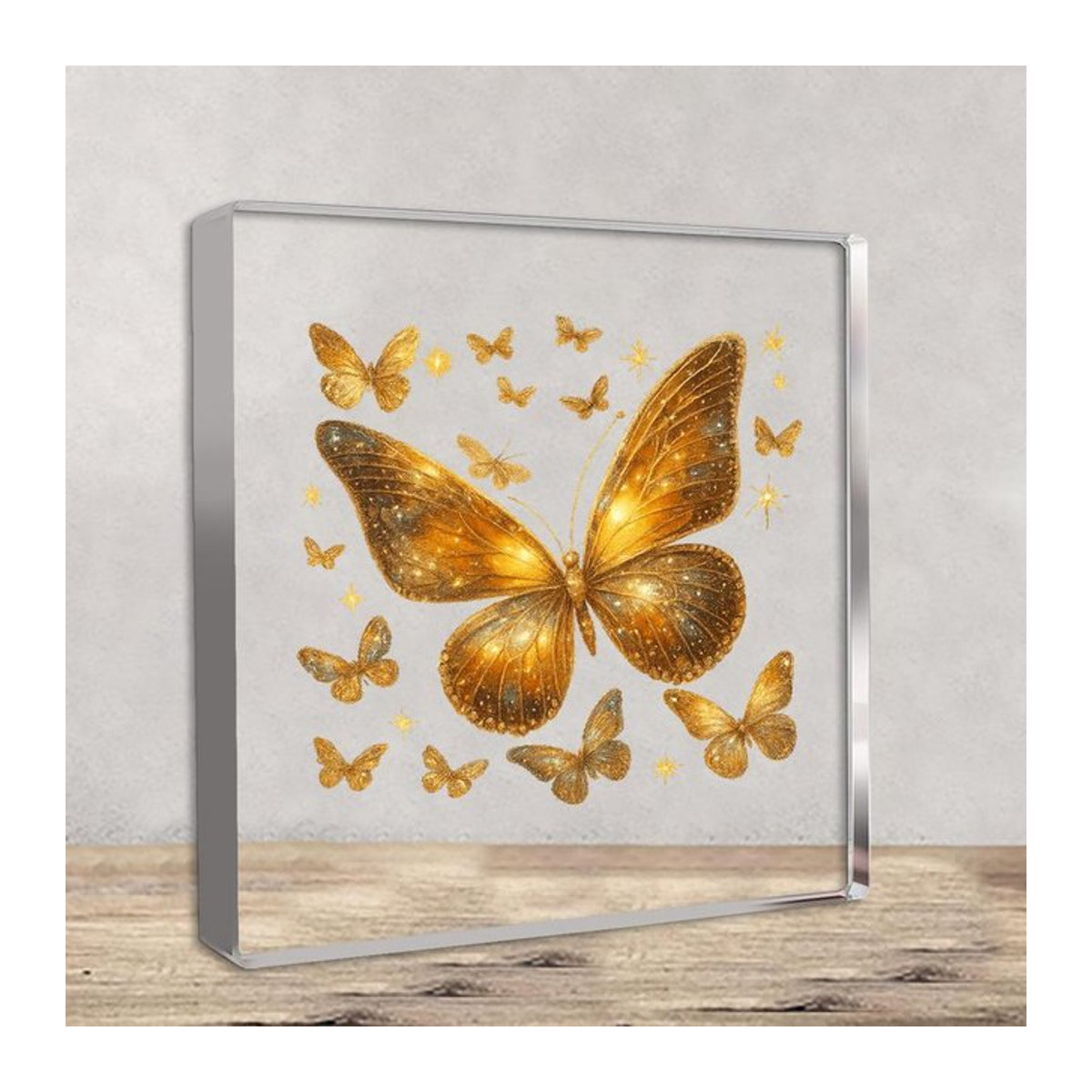 CIFBUY Acryl-Schmetterling Briefbeschwerer in Gold, Holografische Boho-Schreibtischdekoration für dein Büro - Bild 1