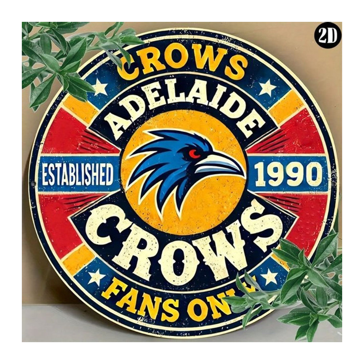 CIFBUY Adelaide Crows Vintage-Metallschild, mehrfarbig, quadratisch, B/H: 20 x 20 cm, Wanddekoration mit Vogelmotiv - Bild 1