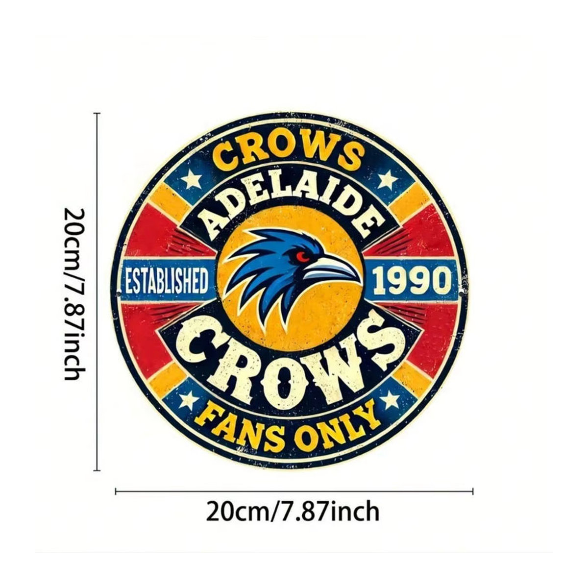CIFBUY Adelaide Crows Vintage-Metallschild, mehrfarbig, quadratisch, B/H: 20 x 20 cm, Wanddekoration mit Vogelmotiv - Bild 2
