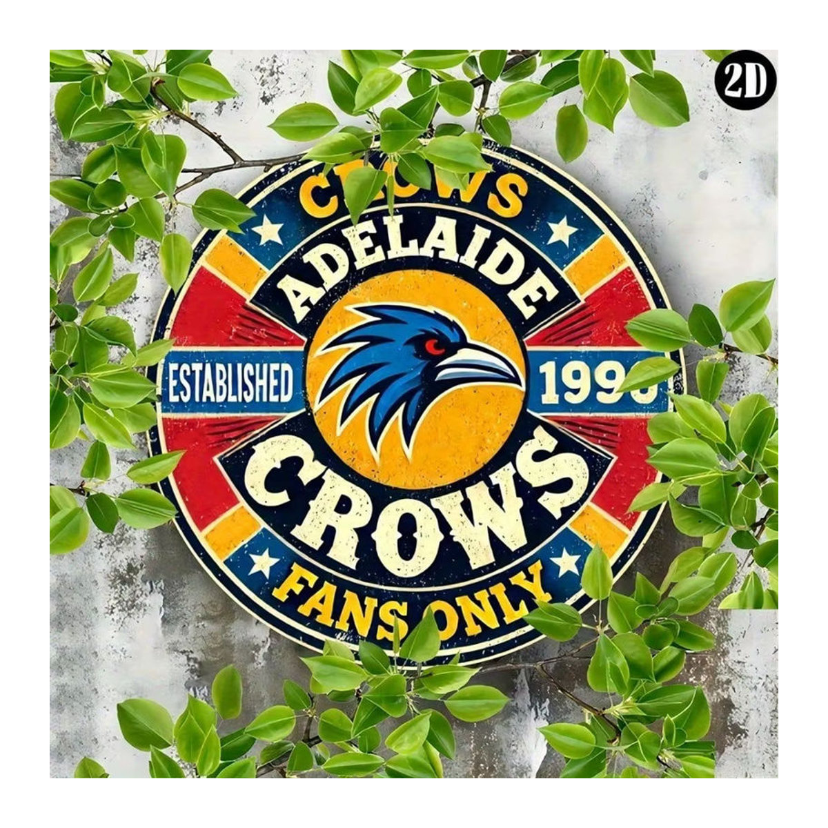 CIFBUY Adelaide Crows Vintage-Metallschild, mehrfarbig, quadratisch, B/H: 20 x 20 cm, Wanddekoration mit Vogelmotiv - Bild 3