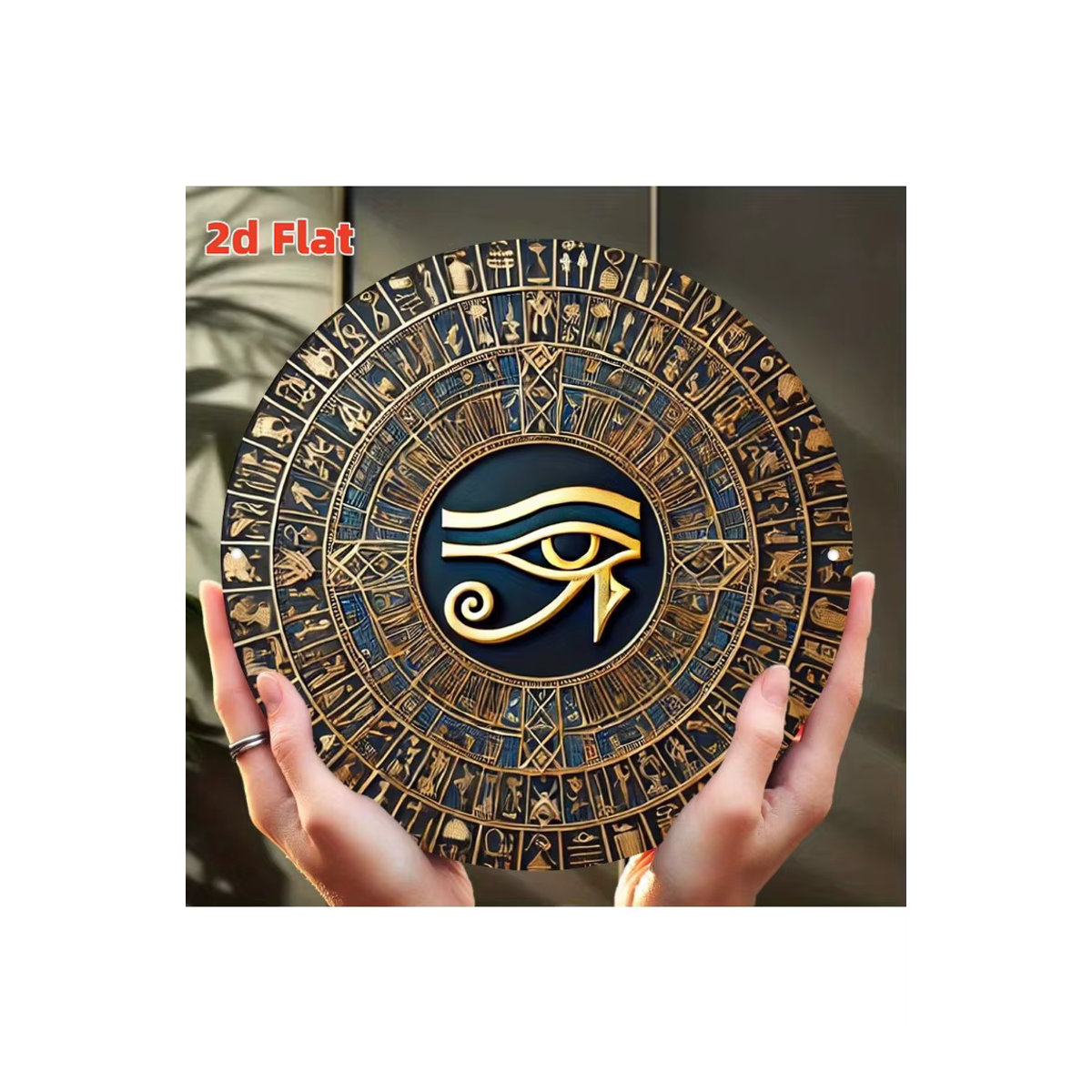 CIFBUY Ägyptisches Horus-Auge Wandkunst aus Metall in Gold und Blau mit Hieroglyphen im Vintage-Design, Durchmesser: 50,32 cm - Bild 6