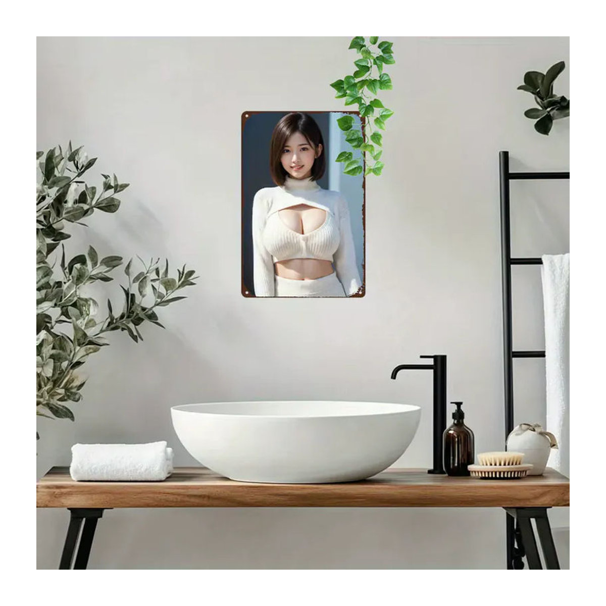 CIFBUY Anime Girl Metallschild Vintage Porträt Wanddekoration mehrfarbig B: 30,48 cm, H: 20,32 cm - Bild 2