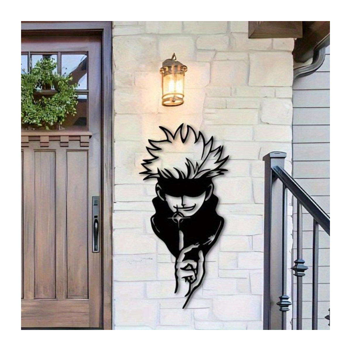 CIFBUY Anime-Wandkunst aus Metall in Schwarz, Wandskulptur für Innen und Außen, Höhe: 30 cm - Bild 1