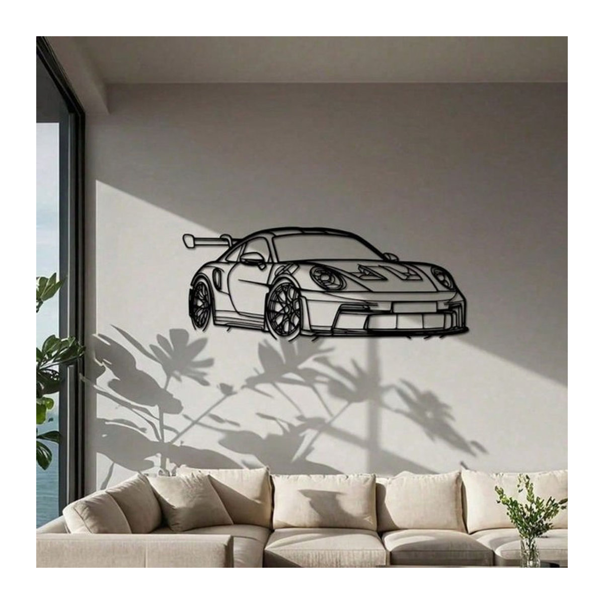 CIFBUY Auto Wandkunst aus Metall in Schwarz, Rechteckiges Wandbild für Autoliebhaber, Modernes Metallschild zur Wandmontage - Bild 1