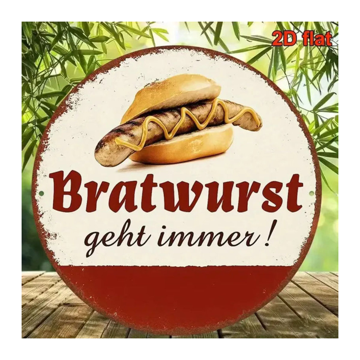 CIFBUY Bratwurst Vintage Metallschild Weiß, Quadratische Wanddekoration aus Metall, B/H: 20,32 x 20,32 cm - Bild 4