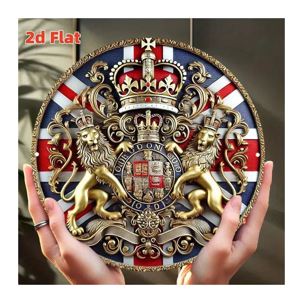 CIFBUY Britische Krone Metallabzeichen Aufkleber in Gold, Vintage-Stil Wanddekoration, B/H: 19,79 x 19,79 cm - Bild 1