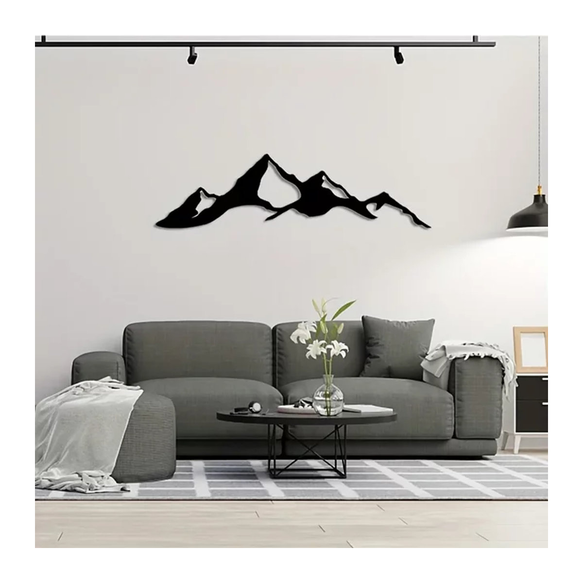 CIFBUY Denali Mountain Metall-Wandkunst in Schwarz, minimalistische Eisenkunst als Wanddekoration - Bild 1