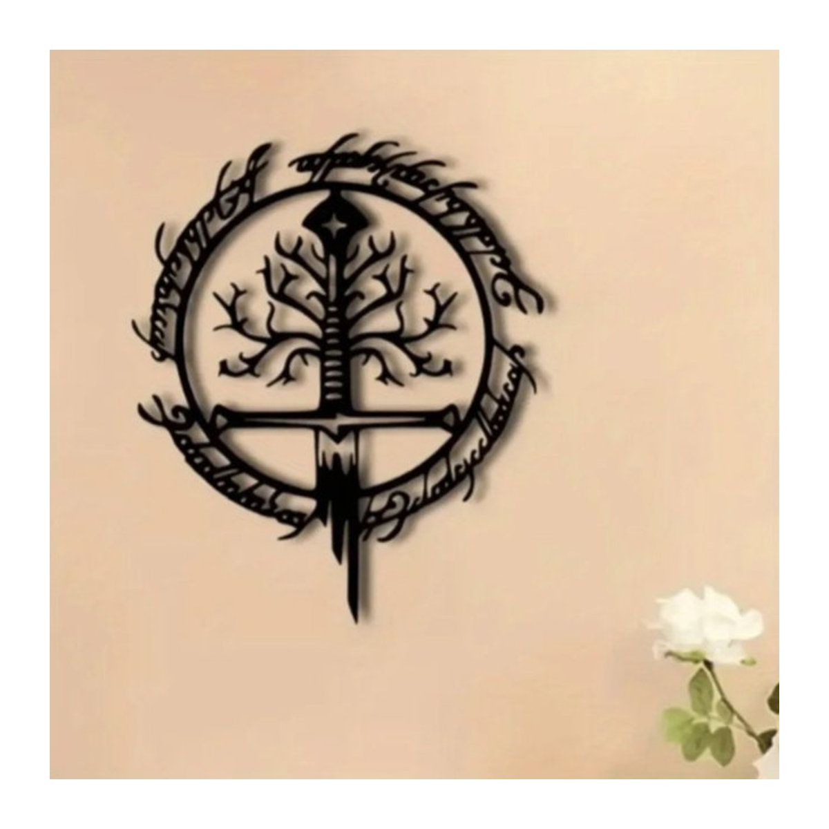CIFBUY Der Herr der Ringe Metallwandkunst Ehrgeiz der Elben Mittelerde Dekor in Schwarz und Weiß - Bild 1