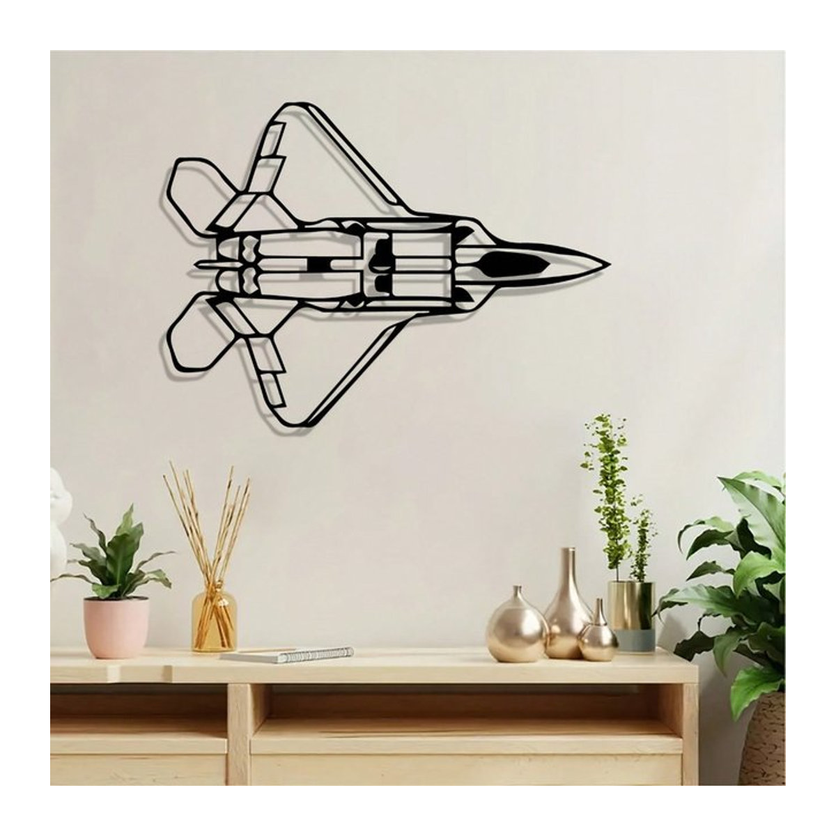 CIFBUY F-22 Raptor Modell Wandkunst aus Metall in Schwarz im Vintage-Stil zur Wandmontage - Bild 1
