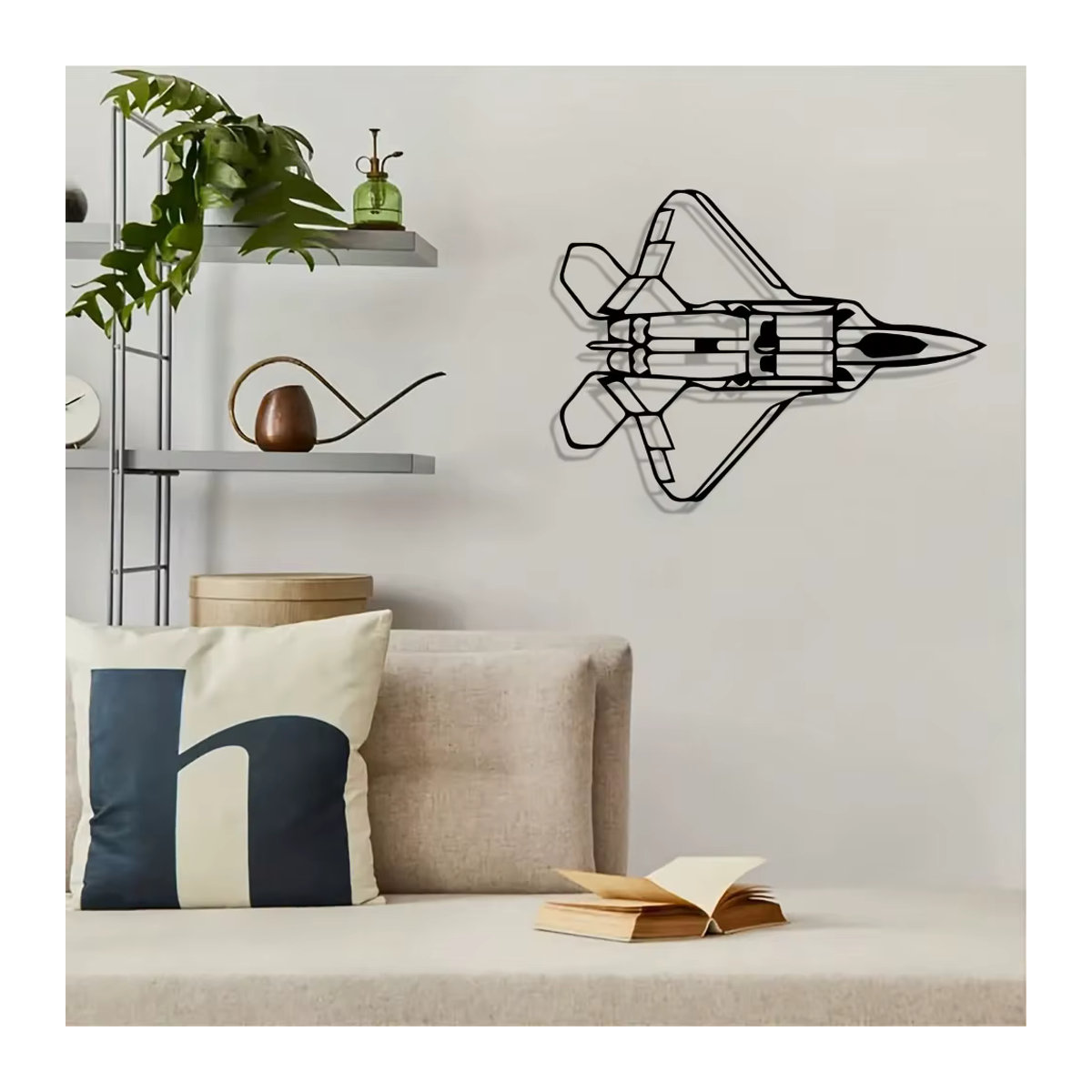 CIFBUY F-22 Raptor Modell Wandkunst aus Metall in Schwarz im Vintage-Stil zur Wandmontage - Bild 2
