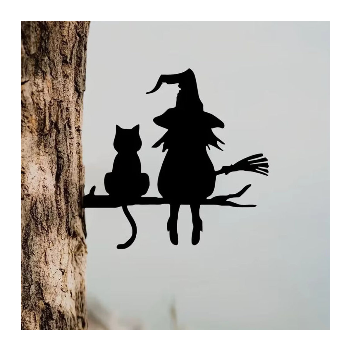 CIFBUY Gartendekoration Hexen und Katze aus Metall in Schwarz - Bild 3