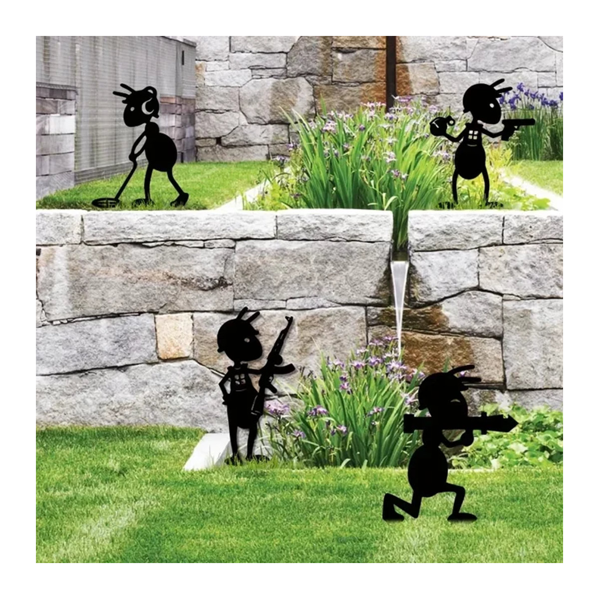CIFBUY Gartenornamente Ameisen aus Metall in Schwarz zur Dekoration von Garten und Rasen - Bild 1