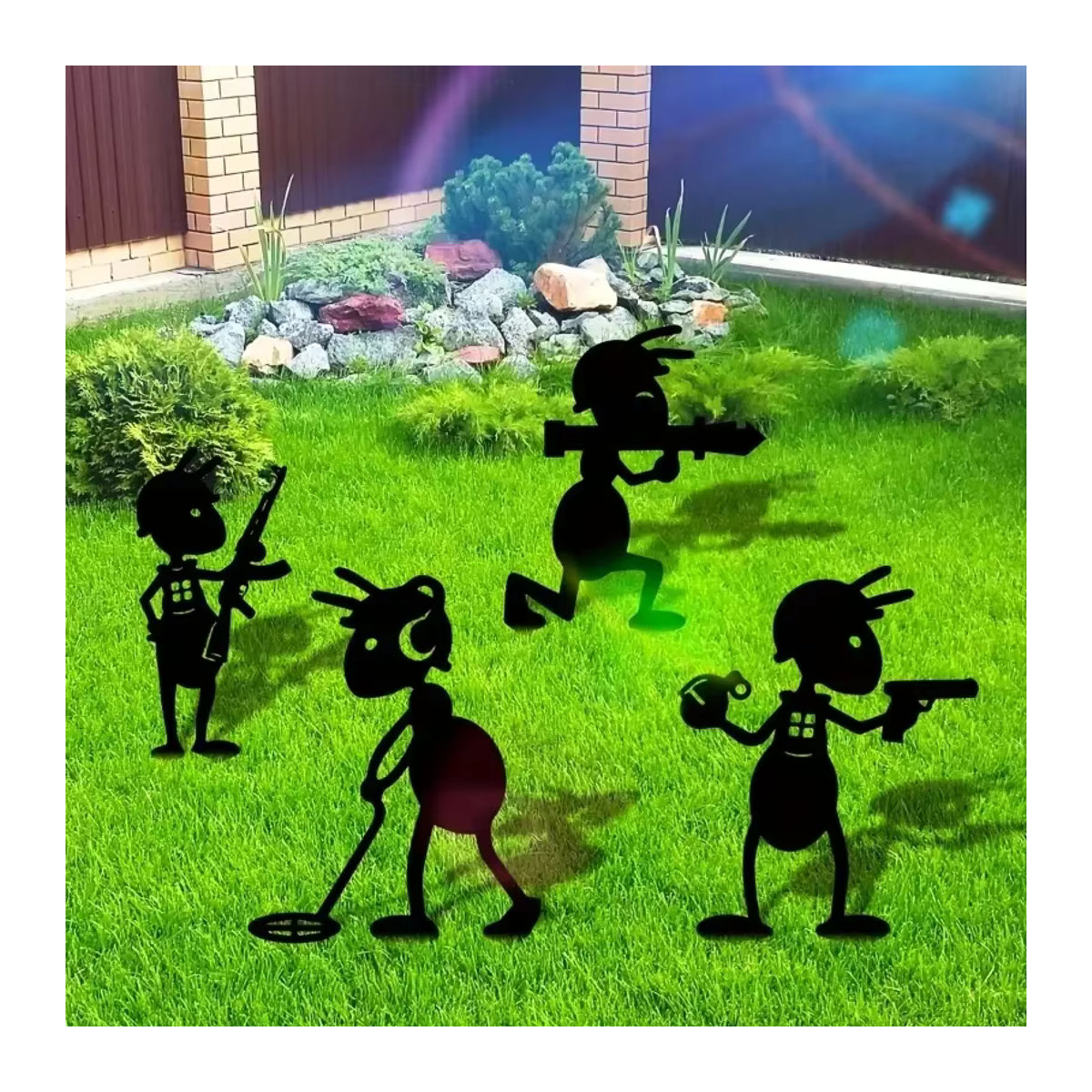 CIFBUY Gartenornamente Ameisen aus Metall in Schwarz zur Dekoration von Garten und Rasen - Bild 3