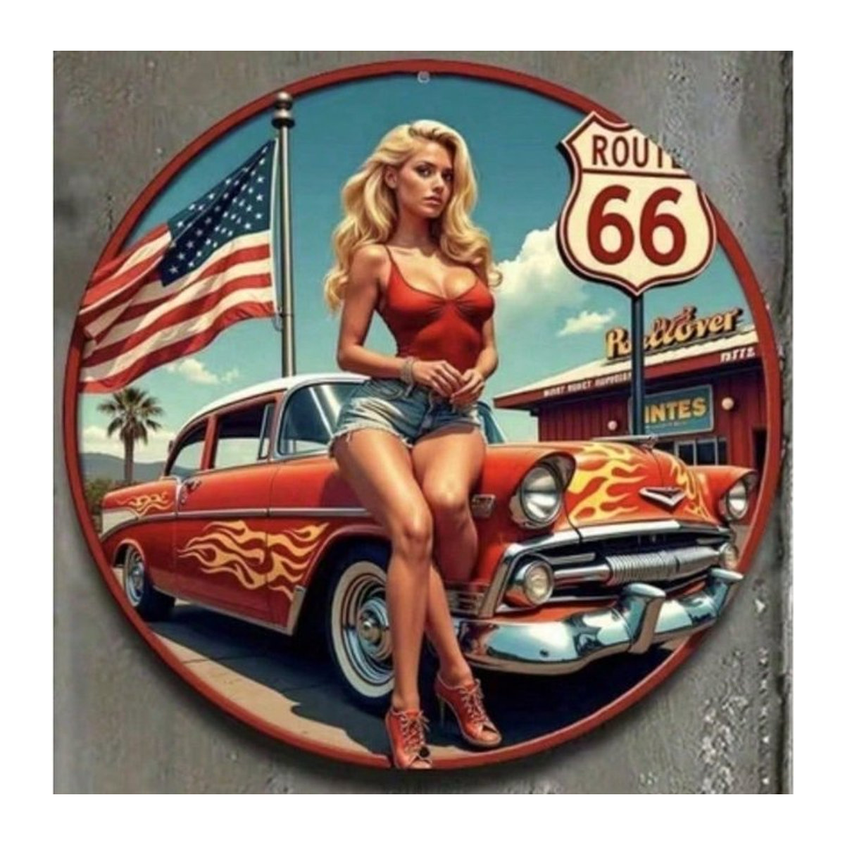 CIFBUY GAS DINER Vintage Metall-Blechschild rund, mehrfarbige Retro Aluminium-Wanddekoration für Garage, Bar und Männerhöhle - Bild 1