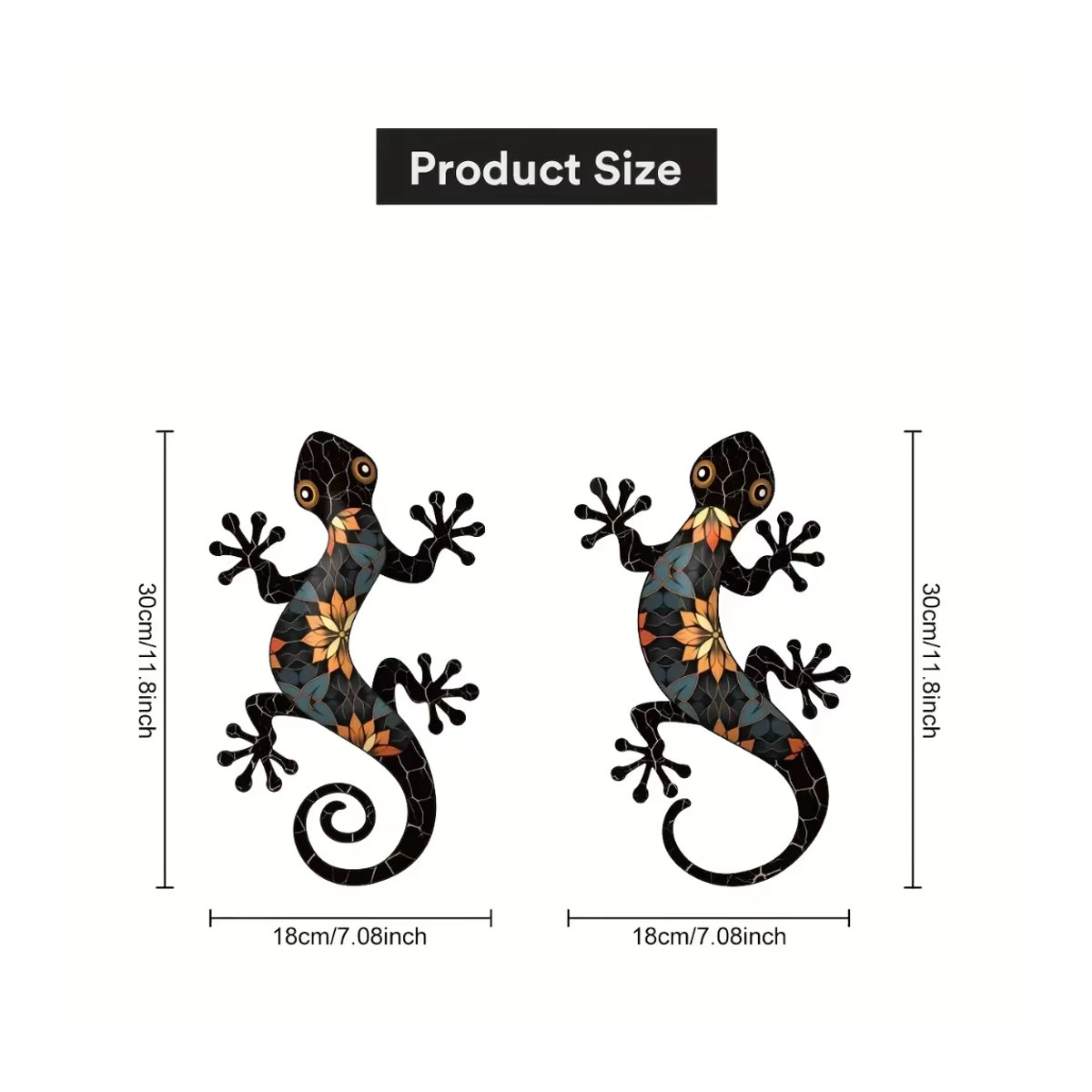 CIFBUY Gecko-Wanddekoration aus Metall, 2er-Set mehrfarbige Eidechsen für Garten, Terrasse und Zaun - Bild 2