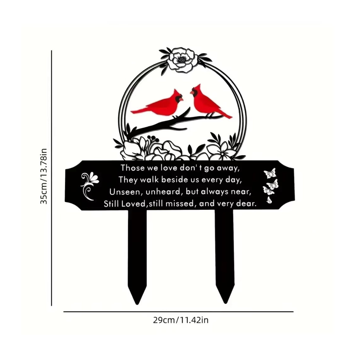 CIFBUY Gedenktafel mit Kardinalvogel als Gartenstecker aus Metall in Schwarz/Weiß - Bild 2