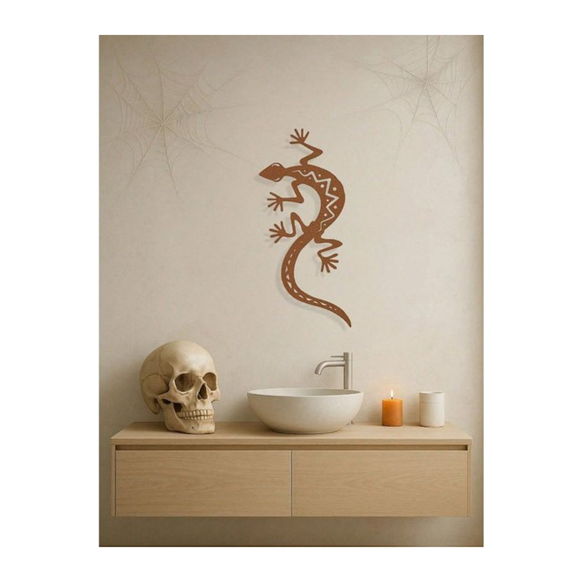CIFBUY Gothic Metall Gecko Wandkunst 3D Eidechse Skulptur in Braun zur Wandmontage - Bild 1