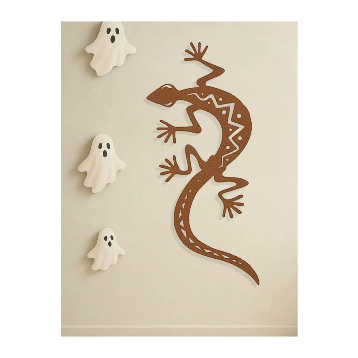 CIFBUY Gothic Metall Gecko Wandkunst 3D Eidechse Skulptur in Braun zur Wandmontage - Bild 2