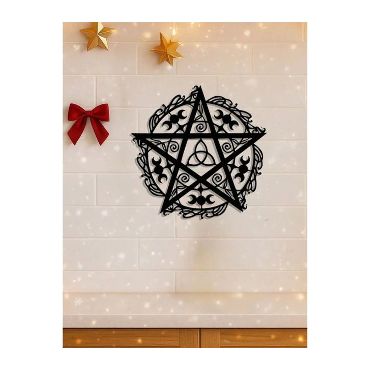 CIFbuy Gothic Wandkunst aus Metall in Schwarz mit Mond und Sternen als himmlische Bohemian Wanddekoration - Bild 1