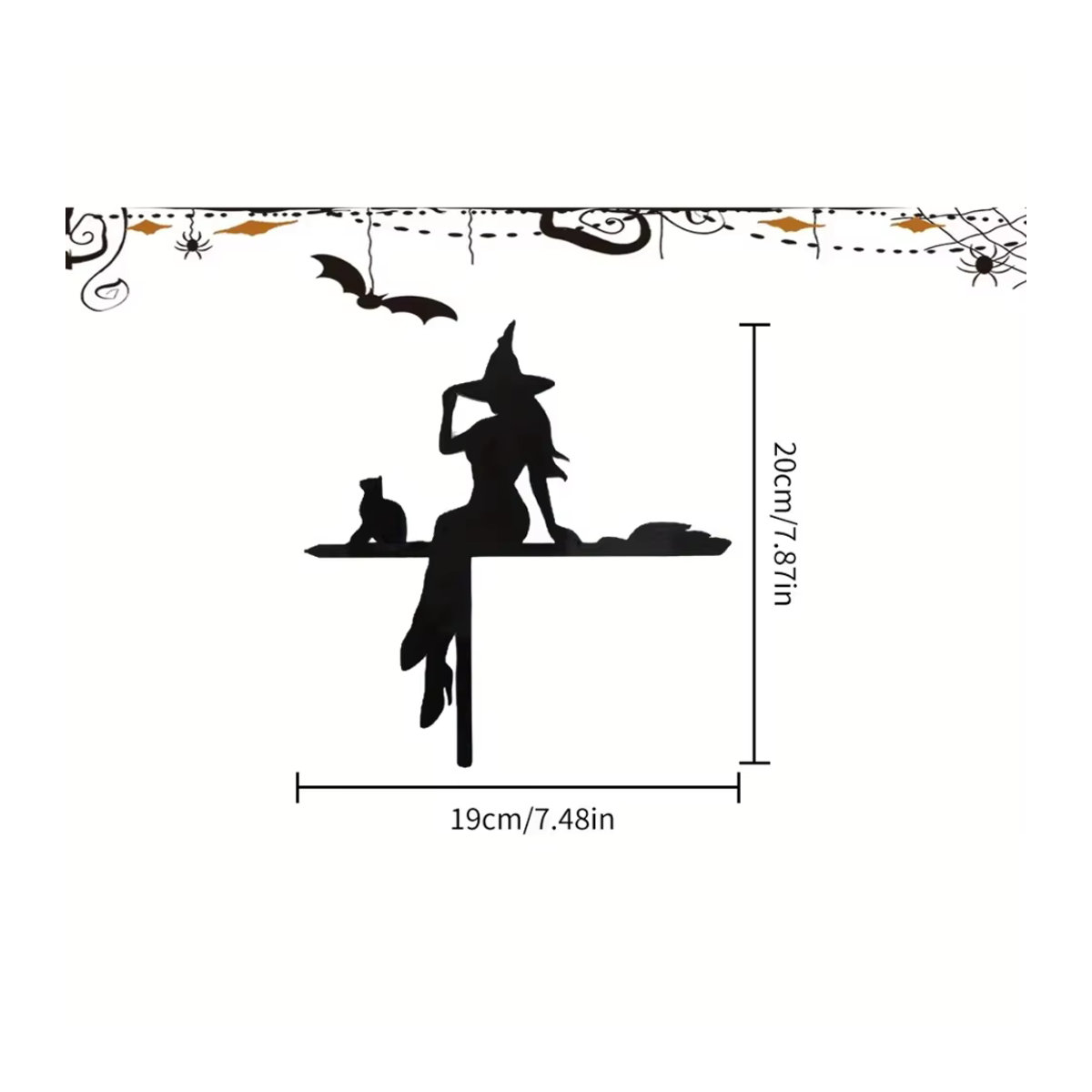 CIFBUY Halloween Eckenschild aus Kunststoff mit schwarzer Katze und Hexe zur hängenden Dekoration - Bild 2