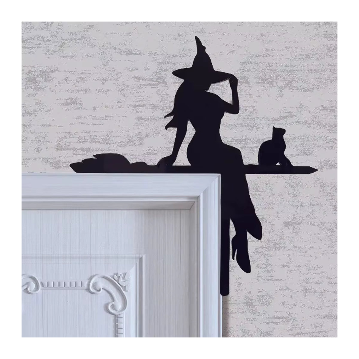 CIFBUY Halloween Eckenschild aus Kunststoff mit schwarzer Katze und Hexe zur hängenden Dekoration - Bild 4