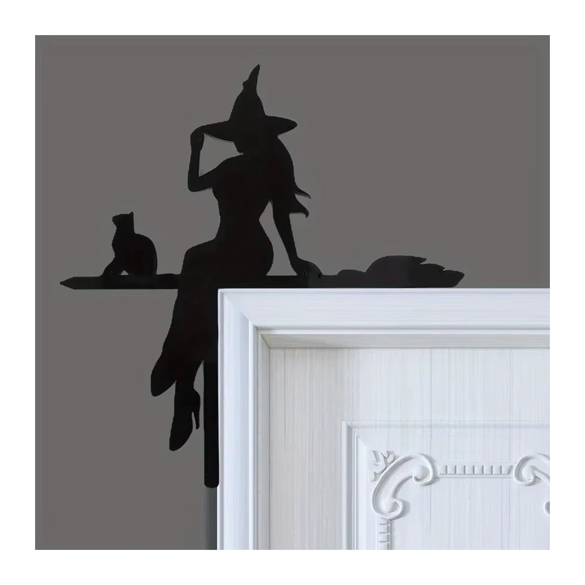 CIFBUY Halloween Eckenschild aus Kunststoff mit schwarzer Katze und Hexe zur hängenden Dekoration - Bild 5