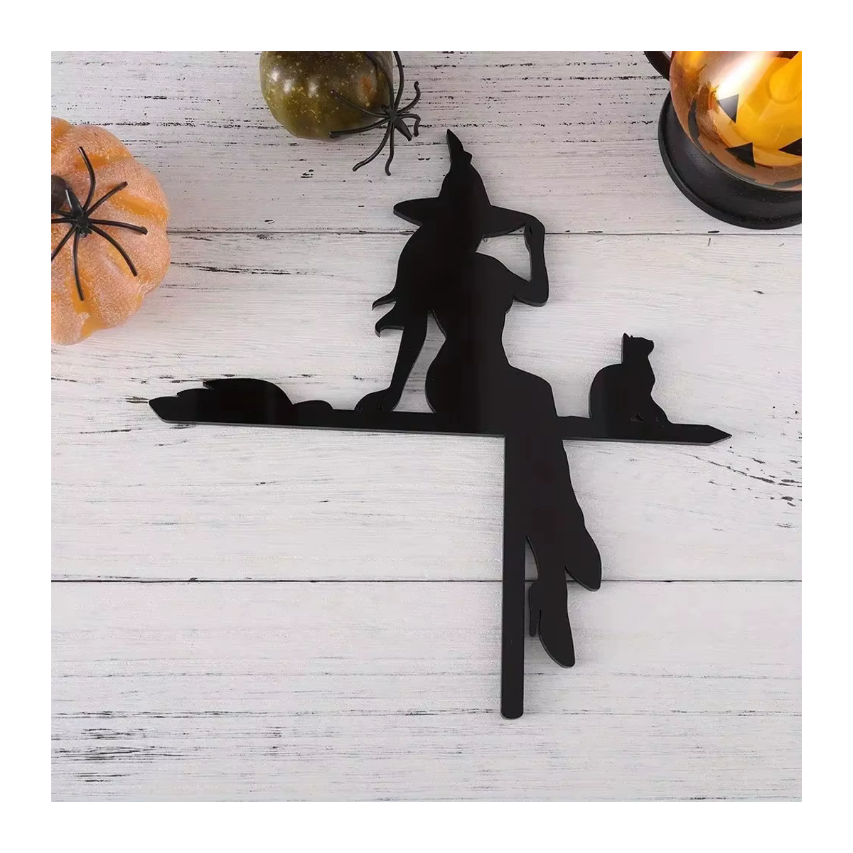 CIFBUY Halloween Eckenschild aus Kunststoff mit schwarzer Katze und Hexe zur hängenden Dekoration - Bild 6