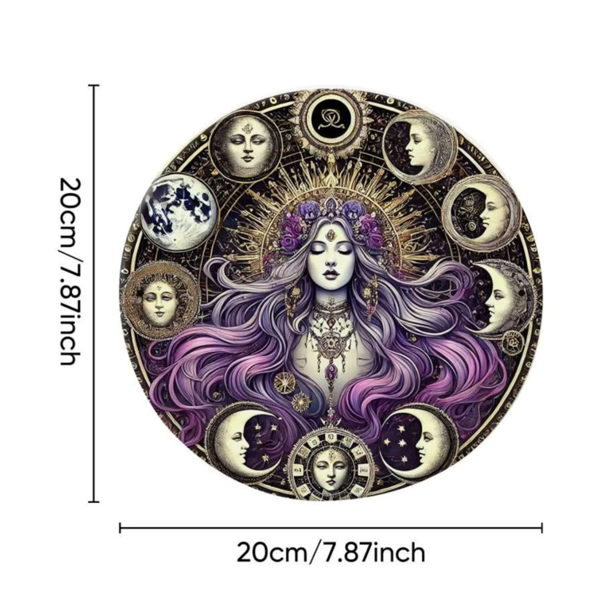 CIFBUY Hecate Gothic Magic Metallschild mit Mond- und Blumenmuster in Lila, quadratisch, B/H: 20,32 x 20,32 cm - Bild 2