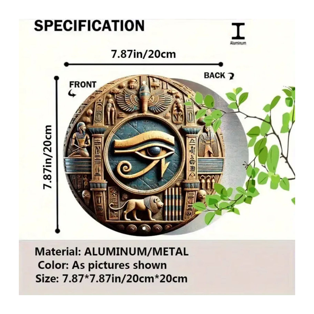 CIFBUY Horus Metall-Wandkunst Ägyptische Augen Skulptur in Gold, runde Wanddekoration im orientalischen Stil - Bild 2