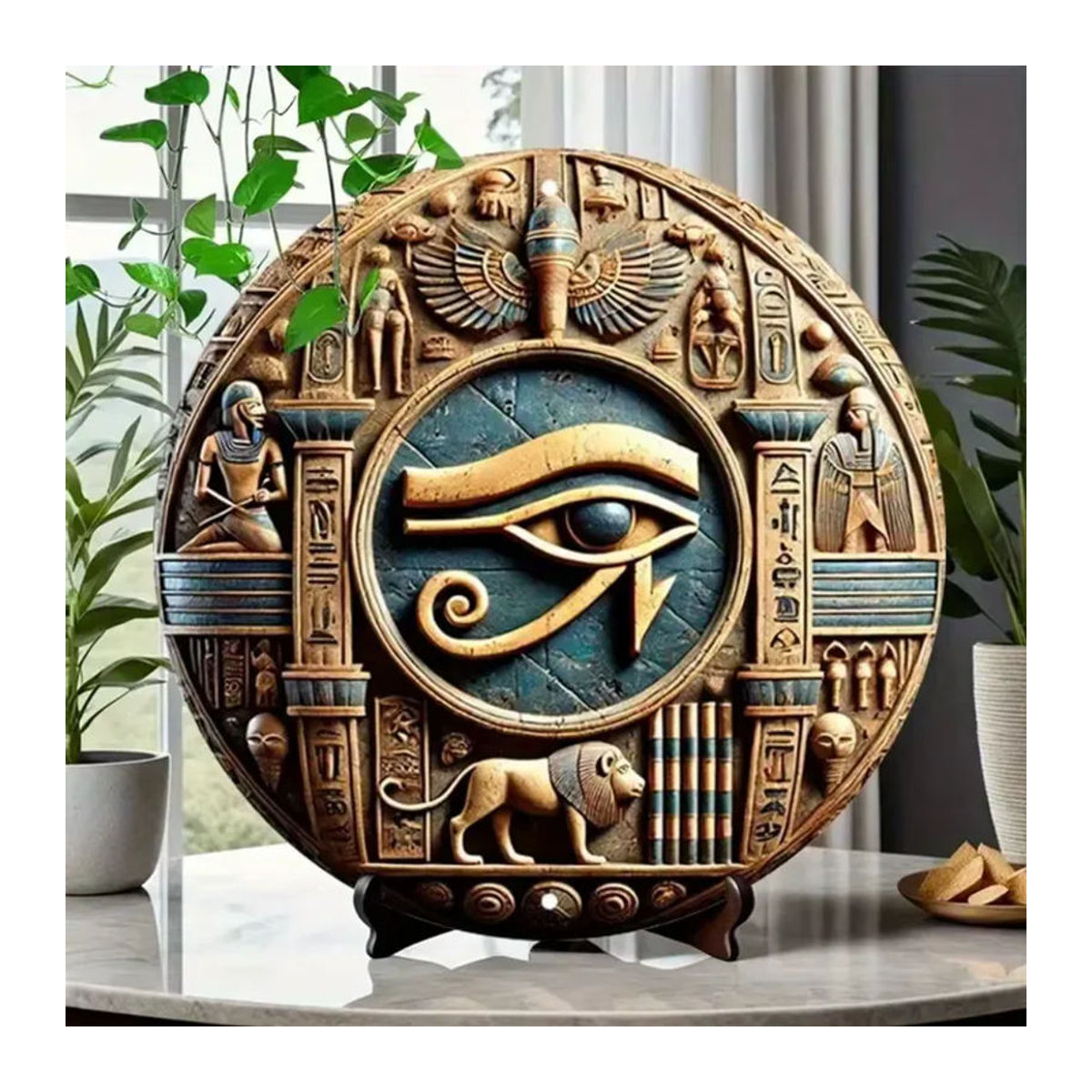 CIFBUY Horus Metall-Wandkunst Ägyptische Augen Skulptur in Gold, runde Wanddekoration im orientalischen Stil - Bild 3