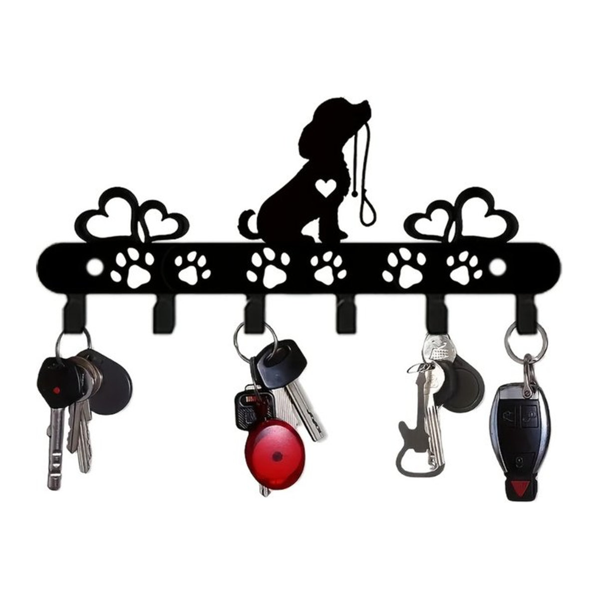 CIFBUY Hundeschlüsselhalter aus Metall in Schwarz als Wand-Organizer mit Haustiermotiv - Bild 1