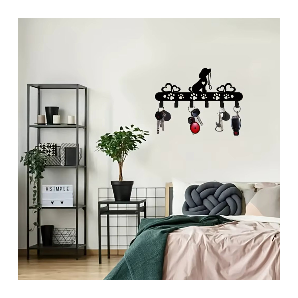 CIFBUY Hundeschlüsselhalter aus Metall in Schwarz als Wand-Organizer mit Haustiermotiv - Bild 3