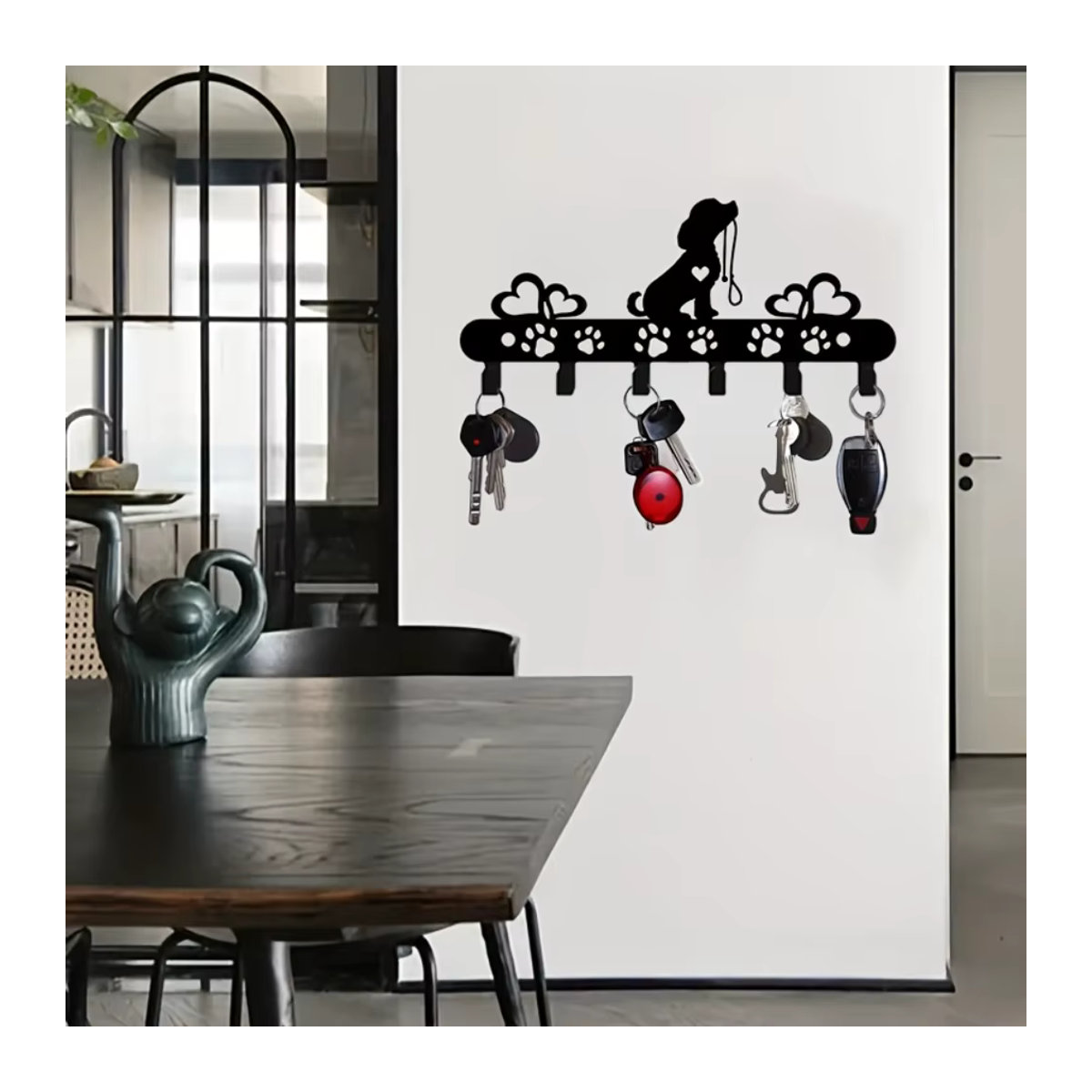 CIFBUY Hundeschlüsselhalter aus Metall in Schwarz als Wand-Organizer mit Haustiermotiv - Bild 5