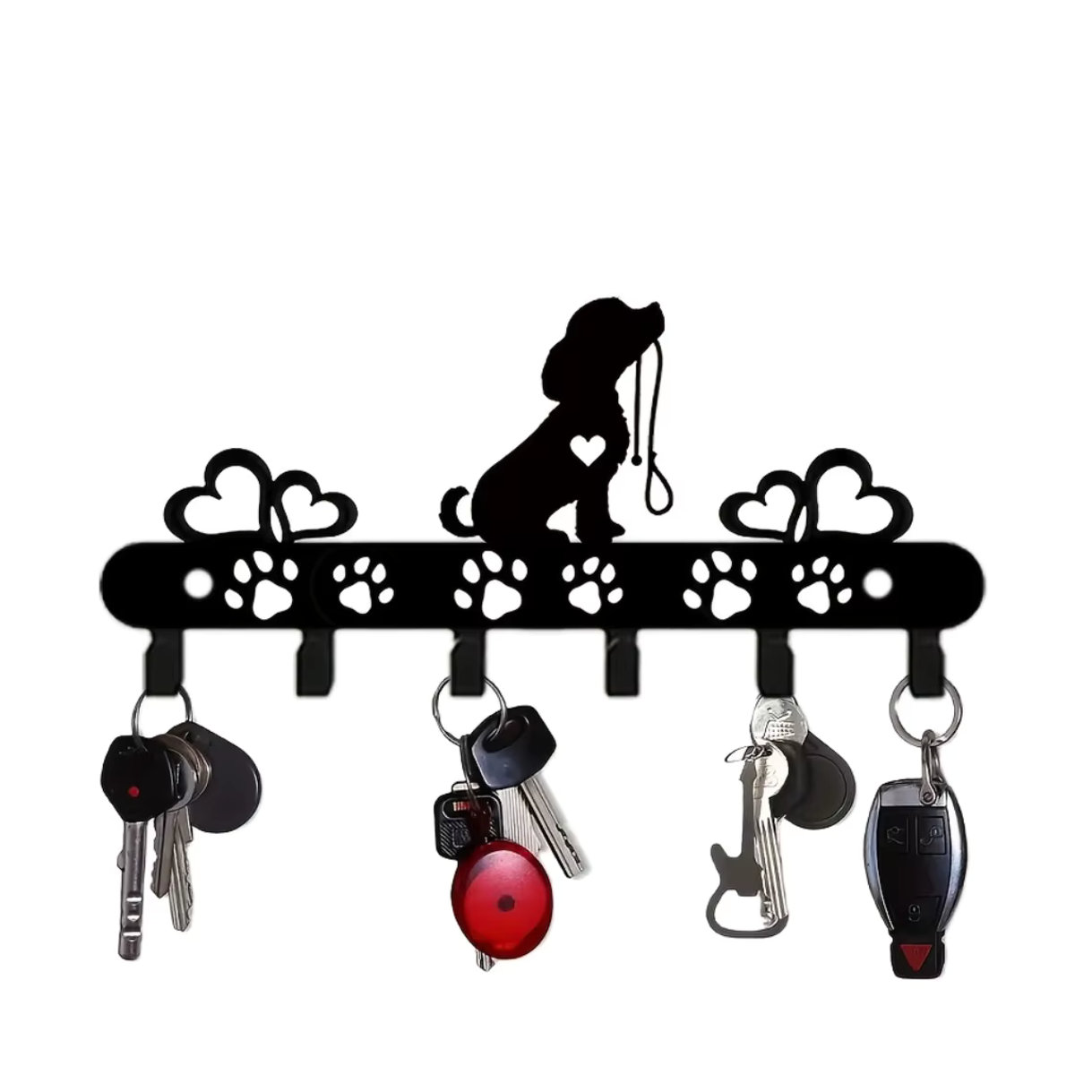 CIFBUY Hundeschlüsselhalter aus Metall in Schwarz als Wand-Organizer mit Haustiermotiv - Bild 6