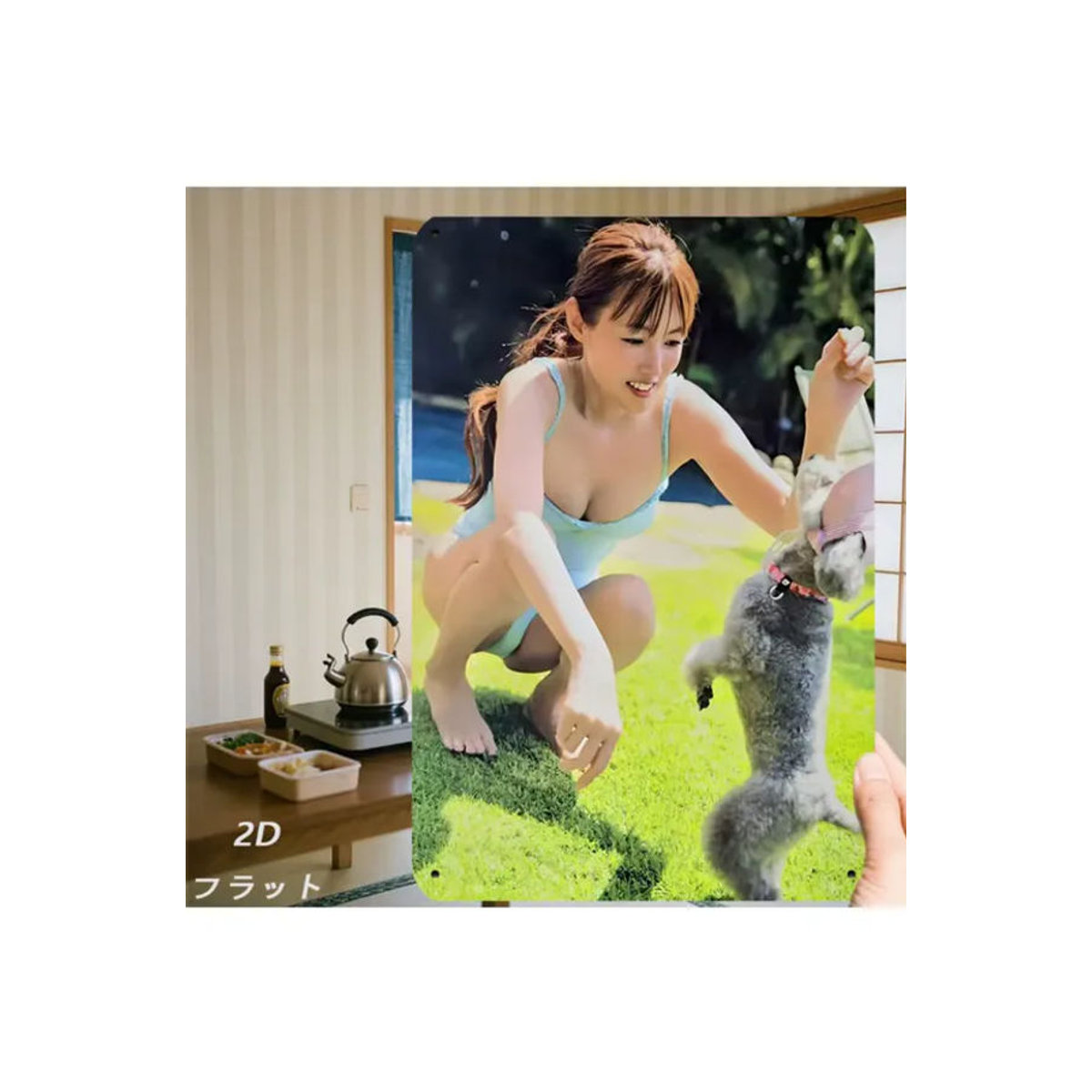 CIFBUY Japanische 2D-Metall-Wandkunst im Vintage-Stil mit Mädchen und Hund, mehrfarbiges Retro-Eisenschild, B: 30,48 cm, H: 20,32 cm - Bild 6