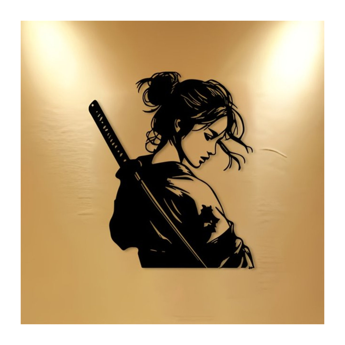 CIFBUY Japanische Samurai-Frau Metall-Wandkunst in Schwarz zur Wanddekoration - Bild 1