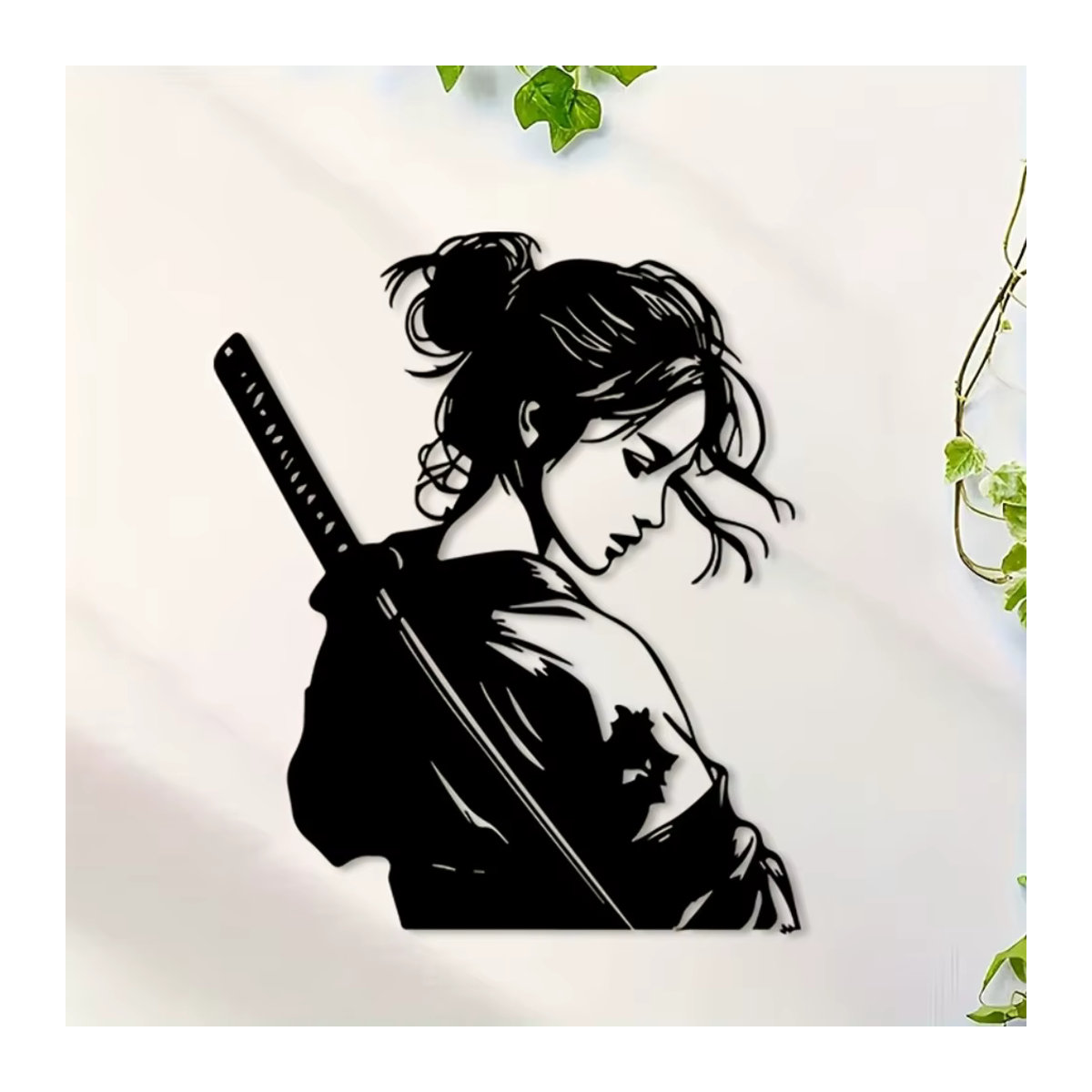 CIFBUY Japanische Samurai-Frau Metall-Wandkunst in Schwarz zur Wanddekoration - Bild 3