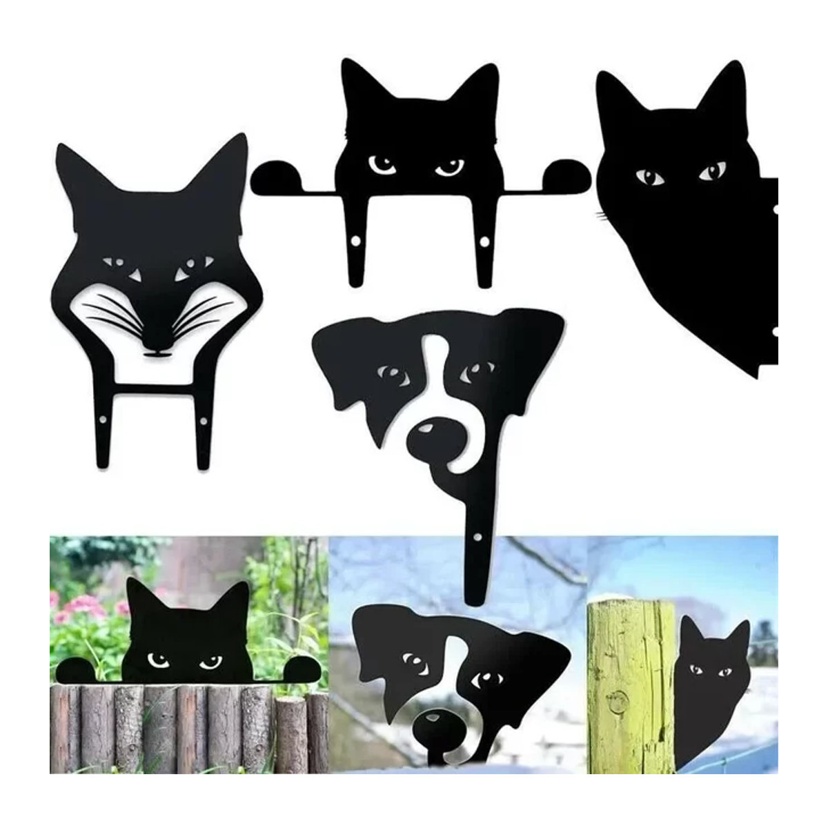 CIFBUY Katzenskulptur aus schwarzem Metall als glitzerndes Gartenornament aus Schmiedeeisen - Bild 1