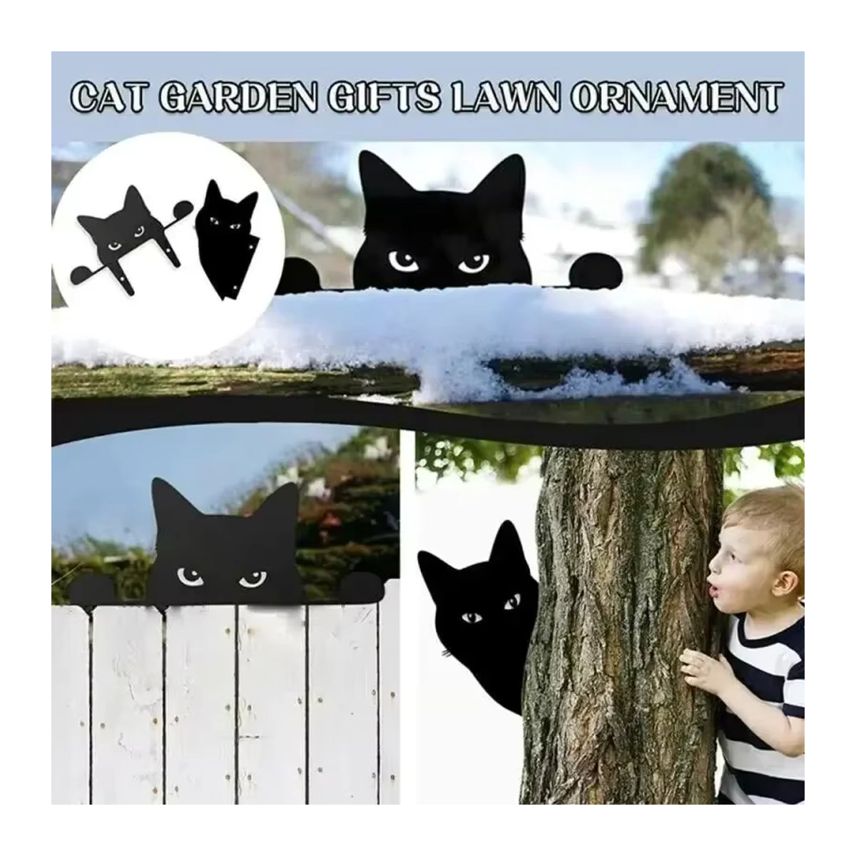 CIFBUY Katzenskulptur aus schwarzem Metall als glitzerndes Gartenornament aus Schmiedeeisen - Bild 4