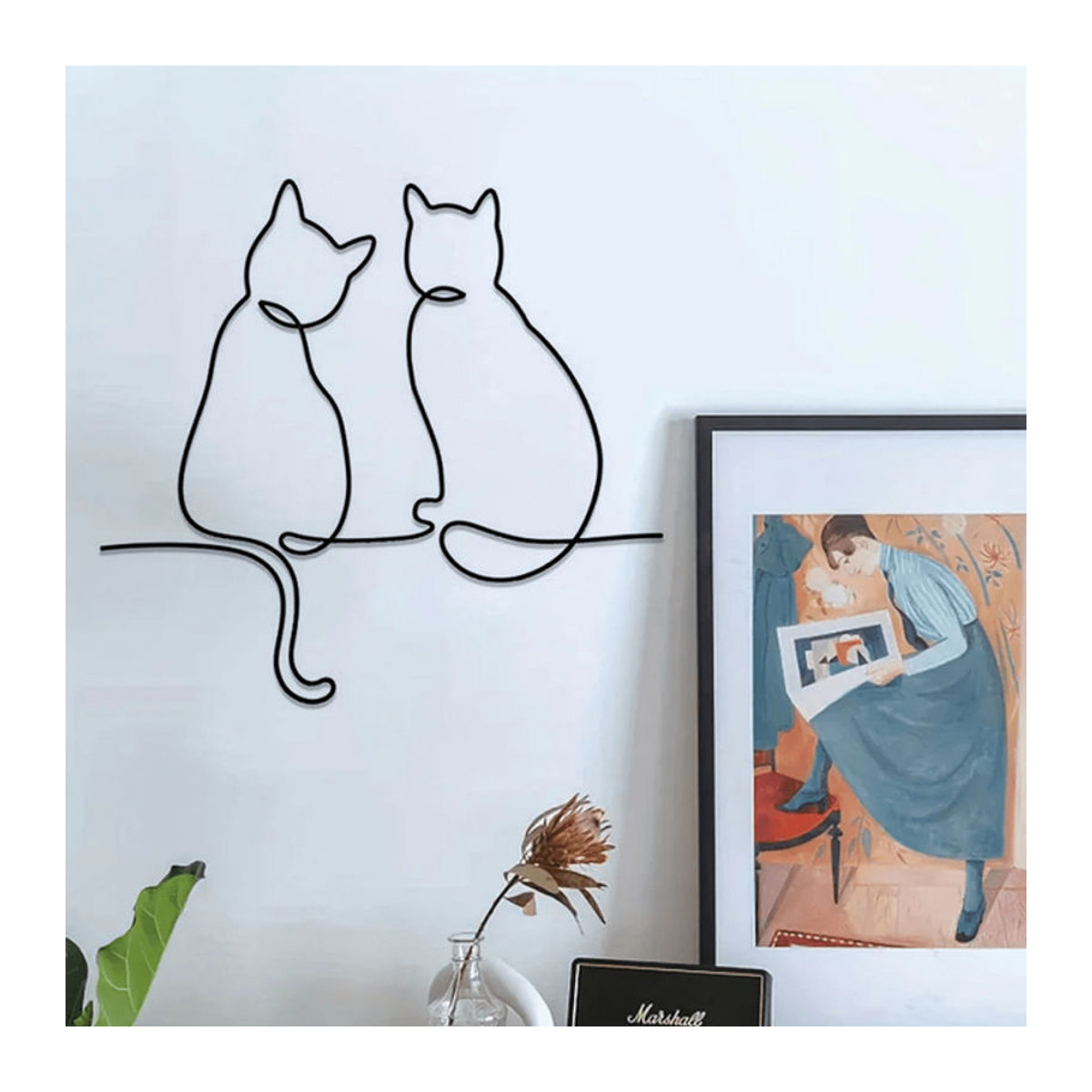 CIFbuy Katzenwanddekoration aus Metall in Schwarz – Elegante Vintage-Skulptur als Wandmontage für Tierliebhaber - Bild 1